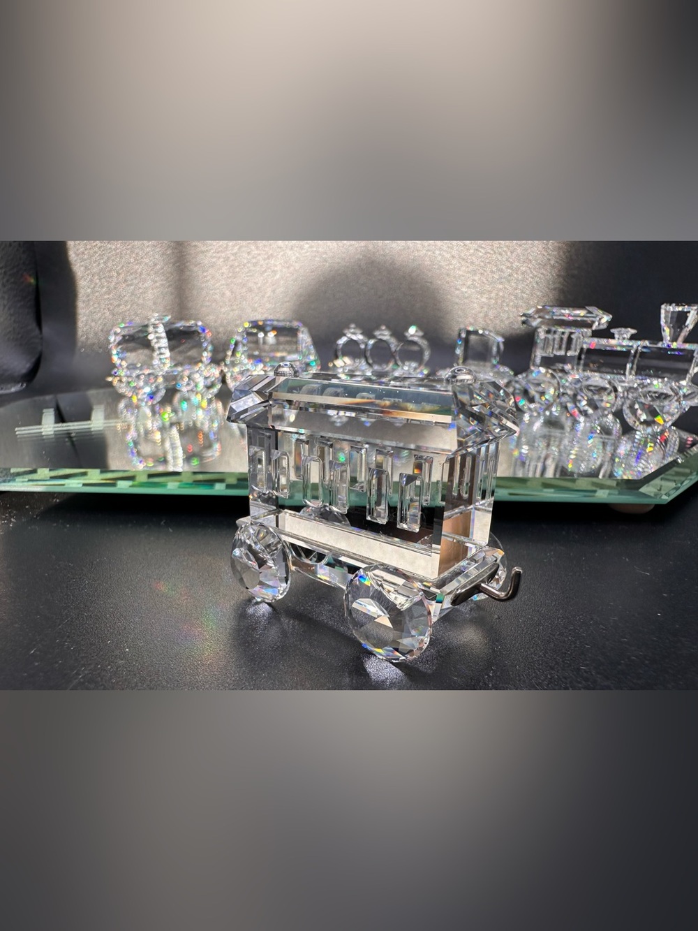Swarovski Vintage Silver Crystal Miniature Train Set